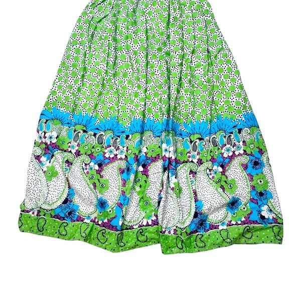 Vintage 60s Bullocks Wilshire Dress Size 00 Blue Green Floral Polka Dot Abstract - Picture 5 of 12